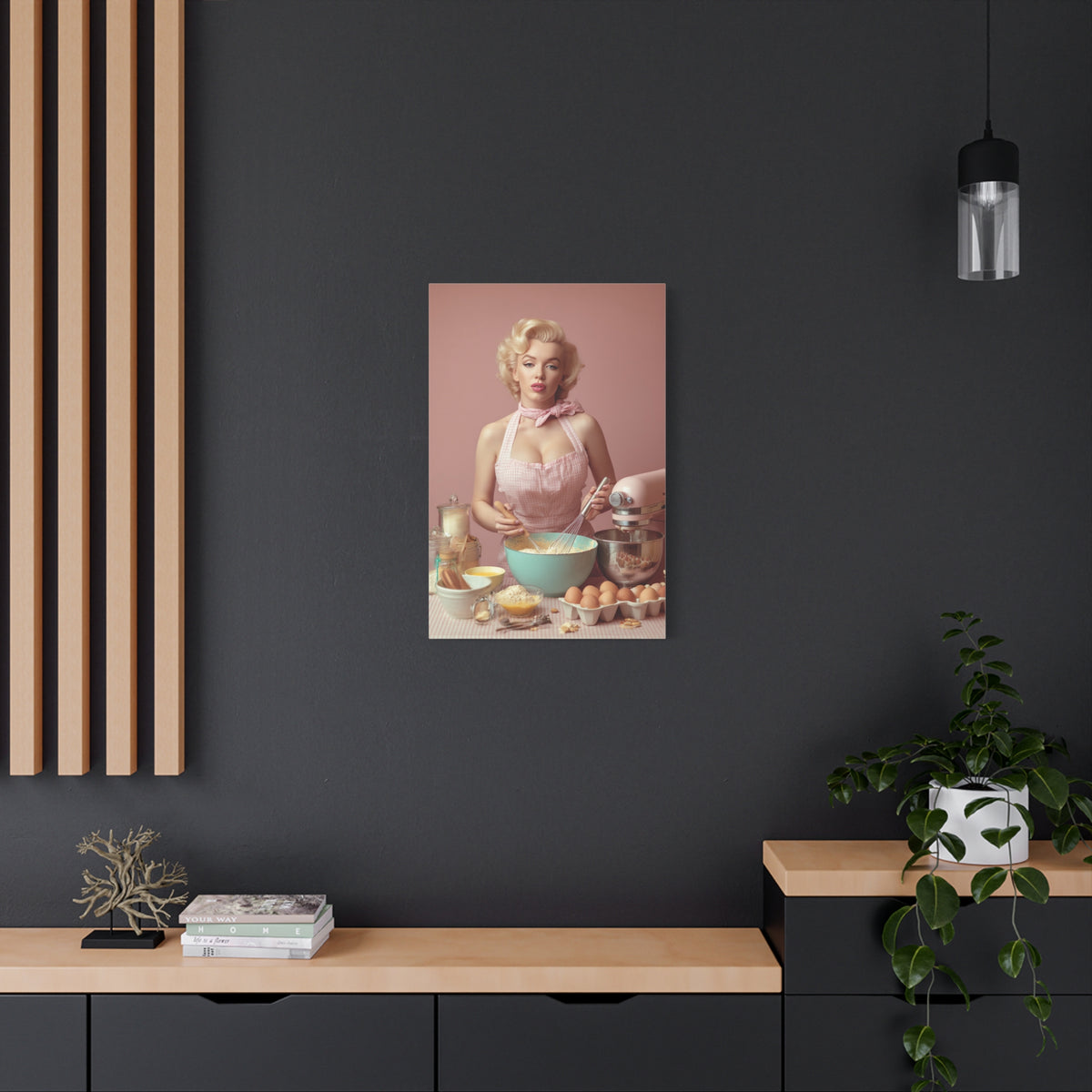 Pink Kitchen | Canvas Retro 1950s Baking & Kitchen Wall Art