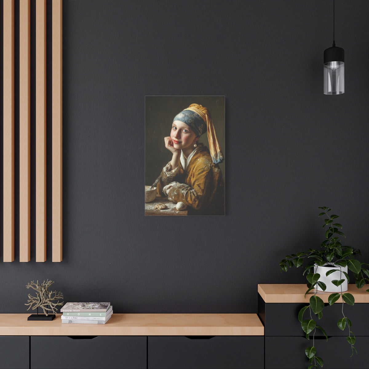 The Baker with a Pearl Earring | Canvas Funny Classic Kitchen Wall Art