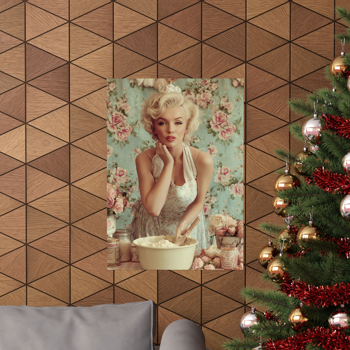 Flour & Roses Poster | Romantic Vintage Kitchen & Baking Wall Art