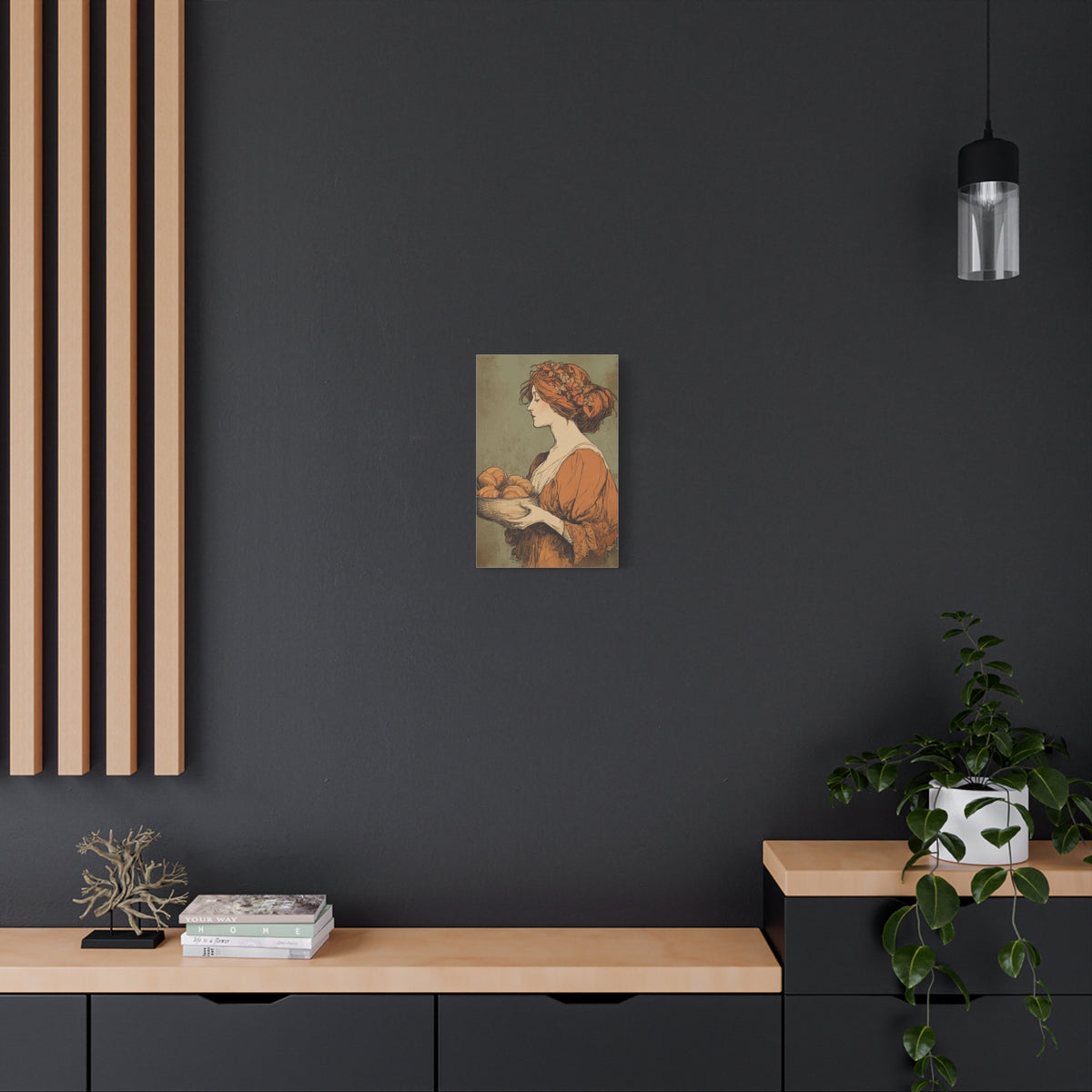 The Harvest Baker Canvas | Vintage Kitchen Wall Art & Cottagecore Print | Vintage Floral Portrait