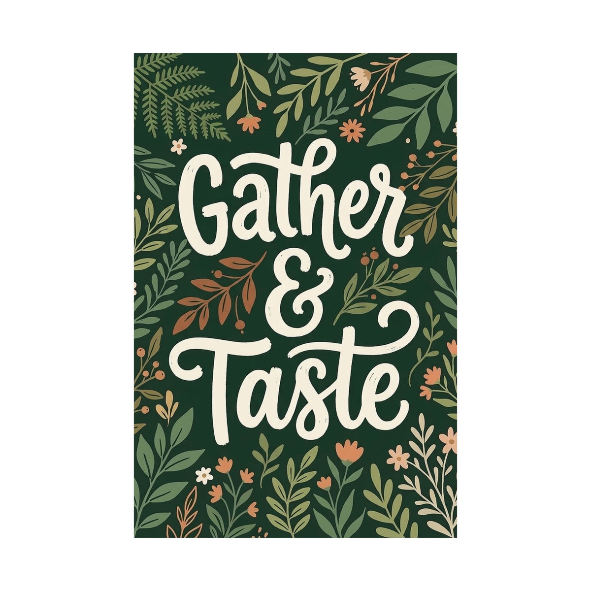 Gather & Taste Poster | Botanical Kitchen & Dining Wall Art