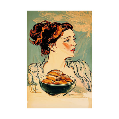 Copy of Modern Art Lady with Marigolds Matte Vertical Poster | Vintage Floral Portrait