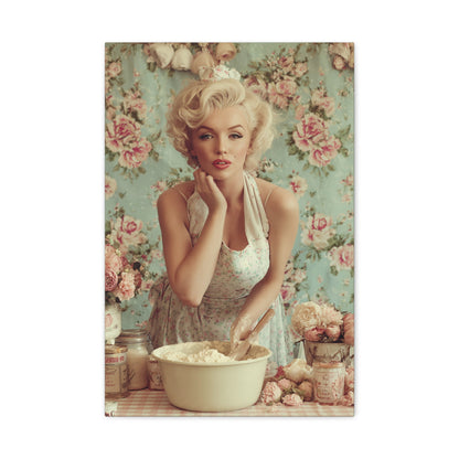 Flour & Roses Canvas | Romantic Vintage Kitchen & Baking Wall Art