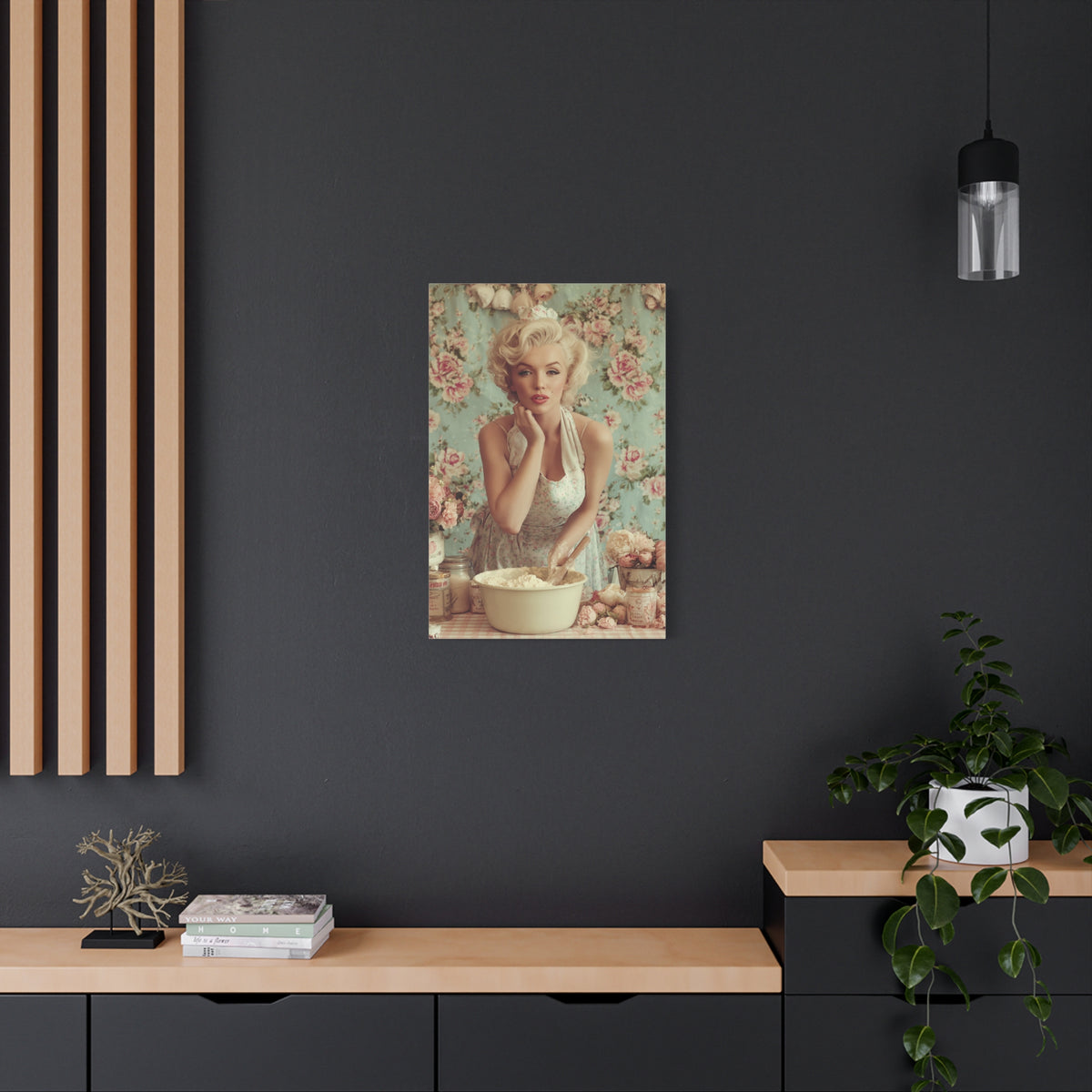 Flour & Roses Canvas | Romantic Vintage Kitchen & Baking Wall Art