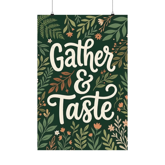 Gather & Taste Poster | Botanical Kitchen & Dining Wall Art