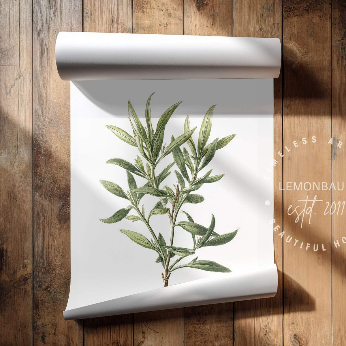 Blue Sage Sprig Wall Art | Kitchen Botanical Poster | Lemonbaum
