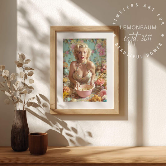 Flour & Roses Poster | Romantic Vintage Kitchen & Baking Wall Art
