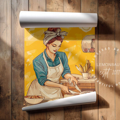 The Joy of Baking Poster | Retro Kitchen Wall Art & Baker Print
