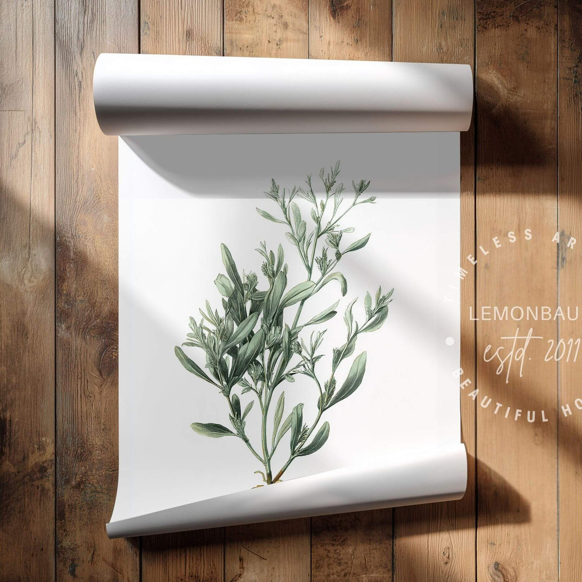 Silver Lavender Sprig Wall Art | Kitchen Botanical Poster | Lemonbaum