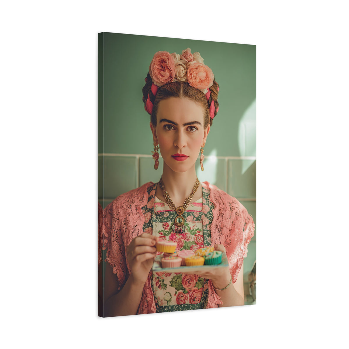 Frida’s Cupcakes | Canvas Colourful Floral Kitchen & Baking Wall Art