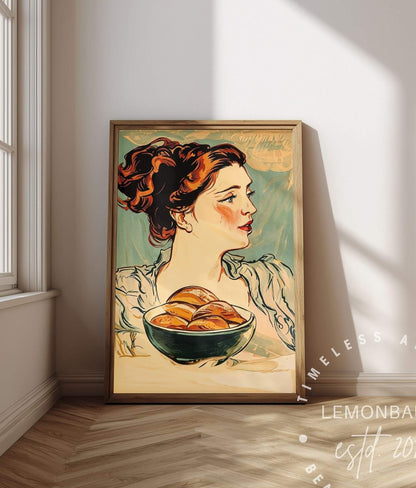The Bread Lady Poster – Vintage Art Nouveau Baking Wall Art