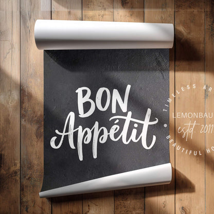 Bon Appétit Küchenposter – Französisches Essenszitat Wandkunst - Poster
