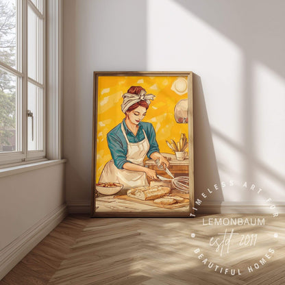 The Joy of Baking Poster | Retro Kitchen Wall Art & Baker Print