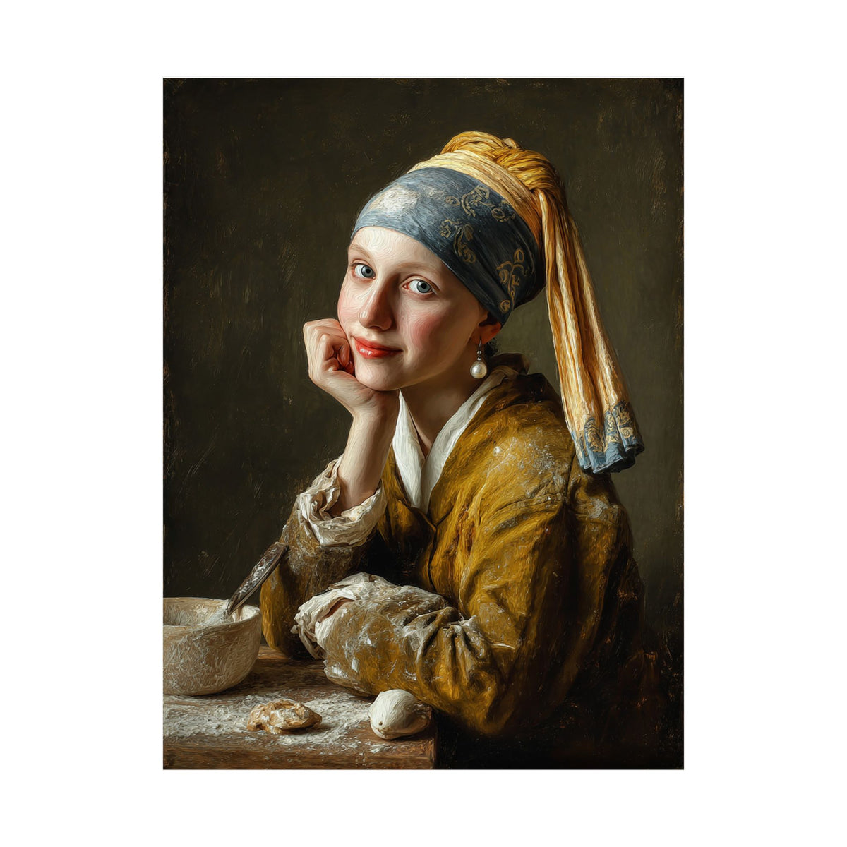 The Baker with a Pearl Earring | Poster Funny Classic Kitchen Wall Art