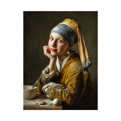 The Baker with a Pearl Earring | Poster Funny Classic Kitchen Wall Art