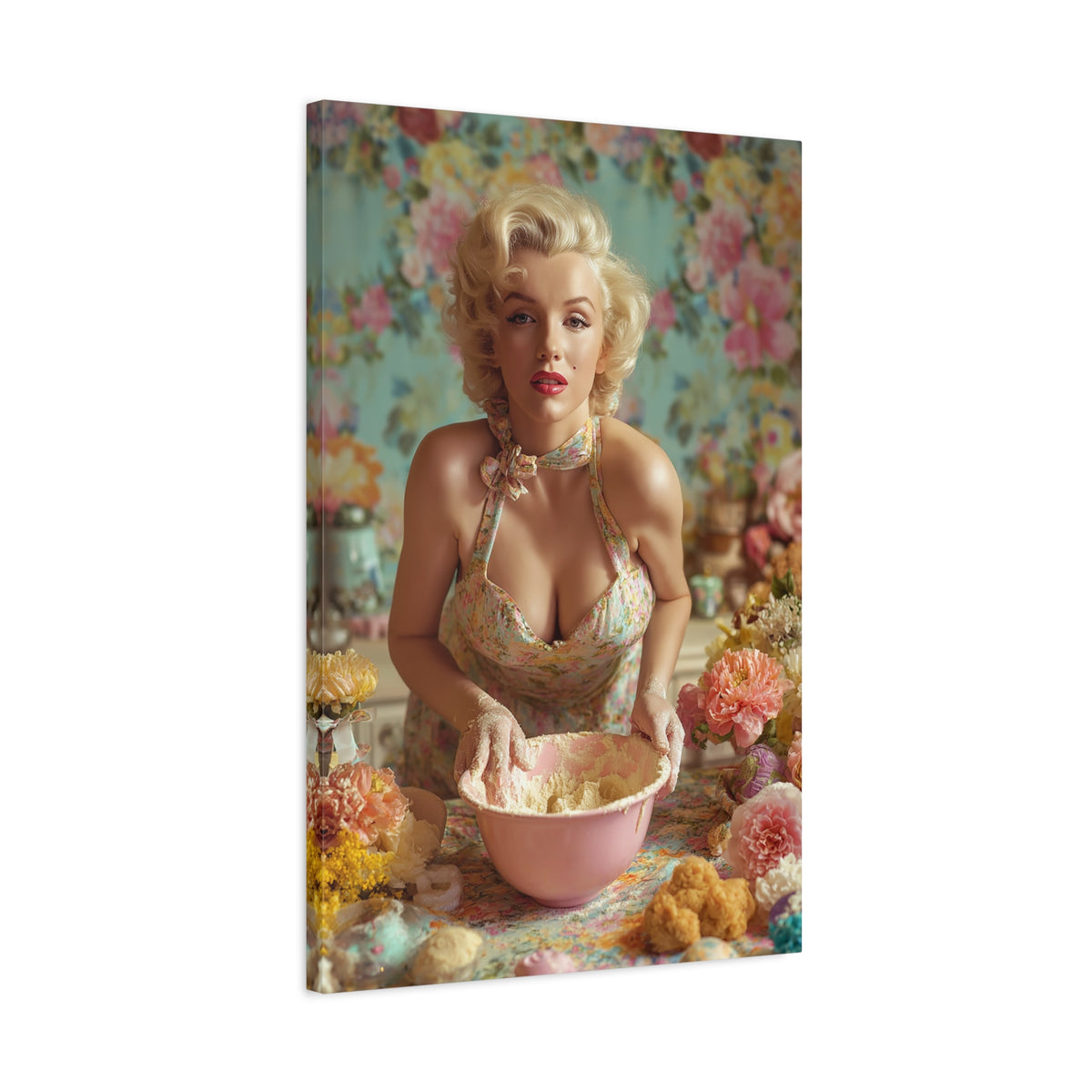 Flour & Roses Canvas | Romantic Vintage Kitchen & Baking Wall Art