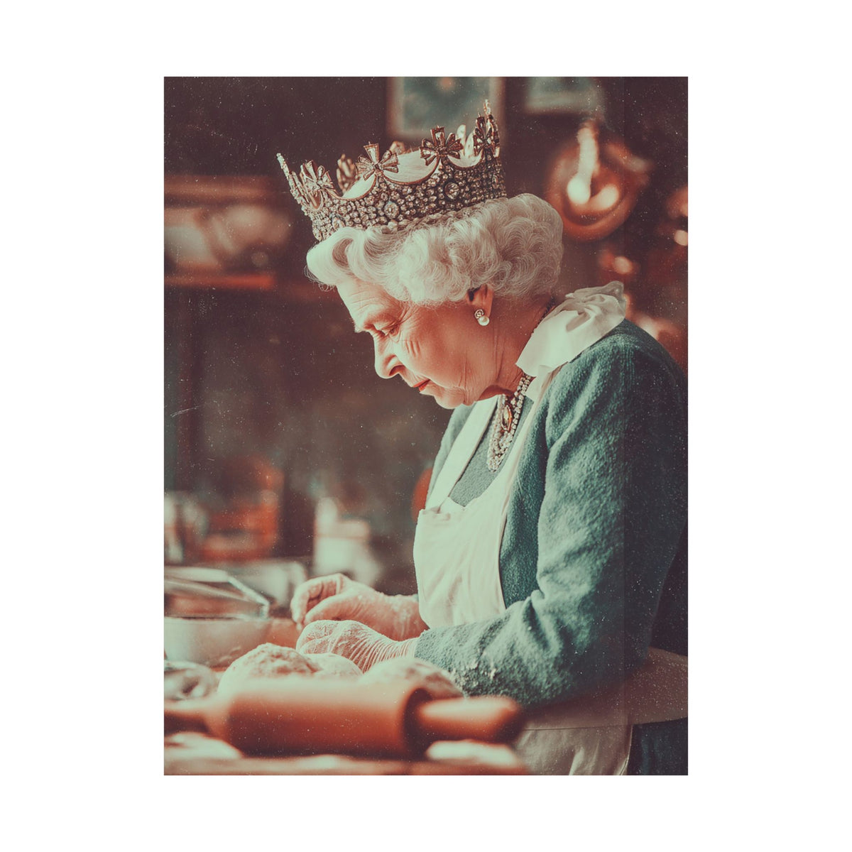 The Crowned Baker Poster | Whimsical Royal Kitchen Wall Art