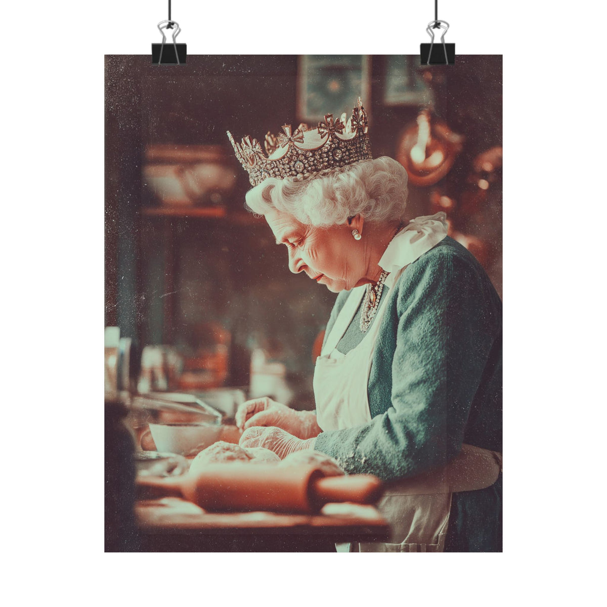 The Crowned Baker Poster | Whimsical Royal Kitchen Wall Art