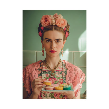 Frida’s Cupcakes | Poster Colourful Floral Kitchen & Baking Wall Art