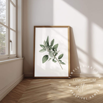 Sage Blossom Wall Art | Kitchen Botanical Poster | Lemonbaum