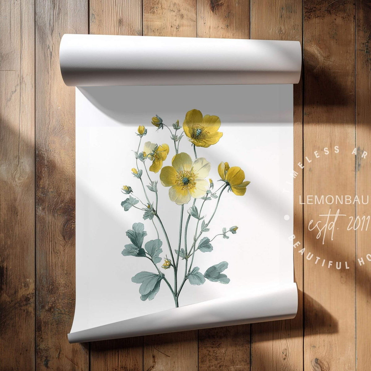 Meadow Buttercup Wall Art | Botanical Kitchen Poster | Lemonbaum