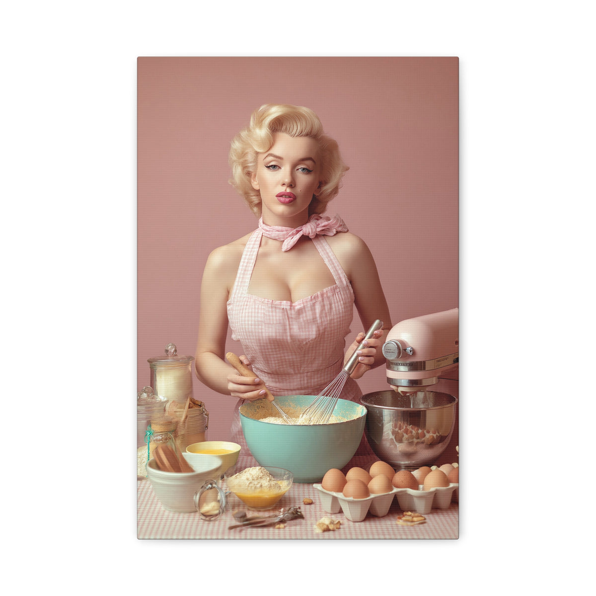 Pink Kitchen | Canvas Retro 1950s Baking & Kitchen Wall Art
