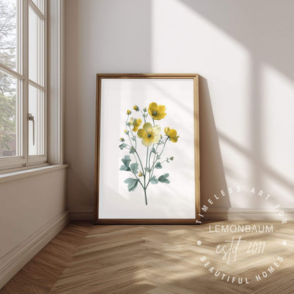 Meadow Buttercup Wall Art | Botanical Kitchen Poster | Lemonbaum