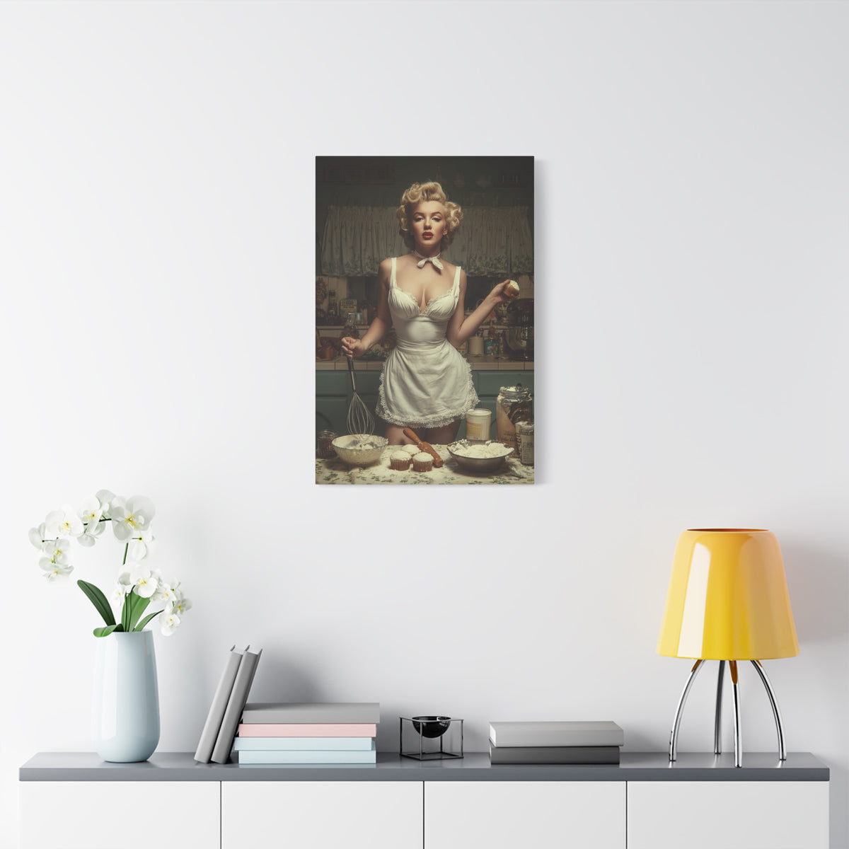 Cupcake Hour Canvas | 1950s Retro Kitchen Wall Art & Baking Print