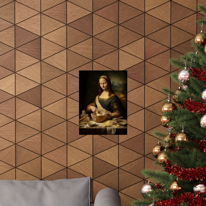 Mona Lisa Bakes Poster | Funny Renaissance Kitchen & Baking Wall Art