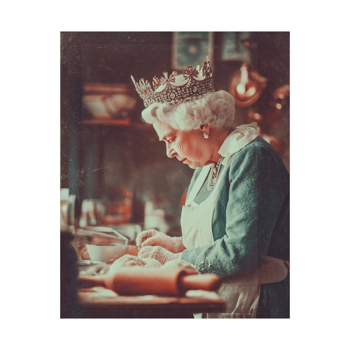 The Crowned Baker Poster | Whimsical Royal Kitchen Wall Art