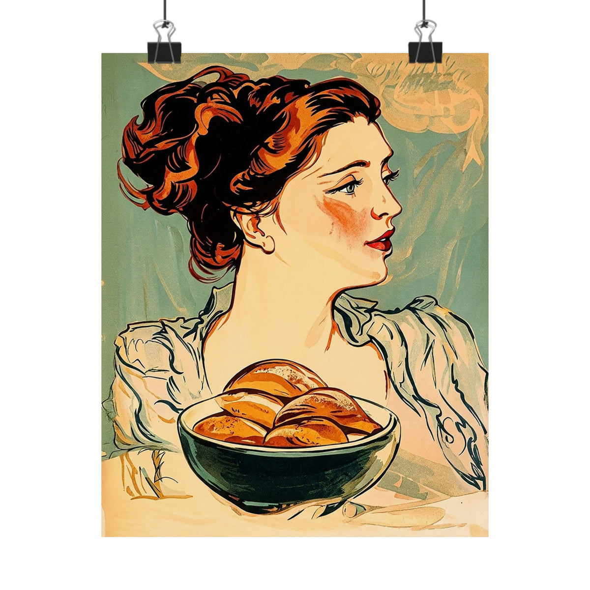 Copy of Modern Art Lady with Marigolds Matte Vertical Poster | Vintage Floral Portrait