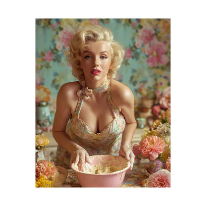 Flour & Roses Poster | Romantic Vintage Kitchen & Baking Wall Art