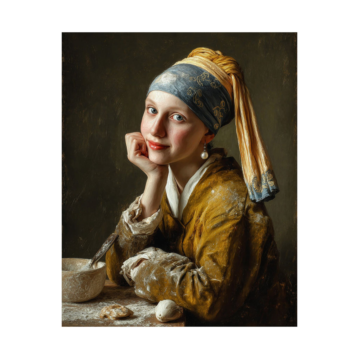 The Baker with a Pearl Earring | Poster Funny Classic Kitchen Wall Art