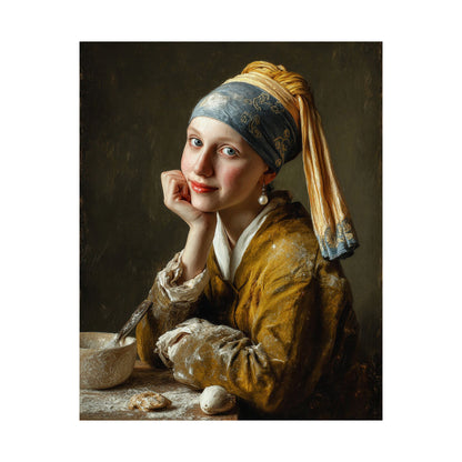 The Baker with a Pearl Earring | Poster Funny Classic Kitchen Wall Art