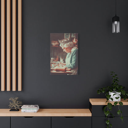 The Crowned Baker Canvas | Whimsical Royal Kitchen Wall Art