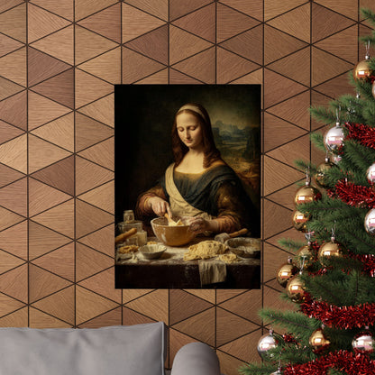 Mona Lisa Bakes Poster | Funny Renaissance Kitchen & Baking Wall Art