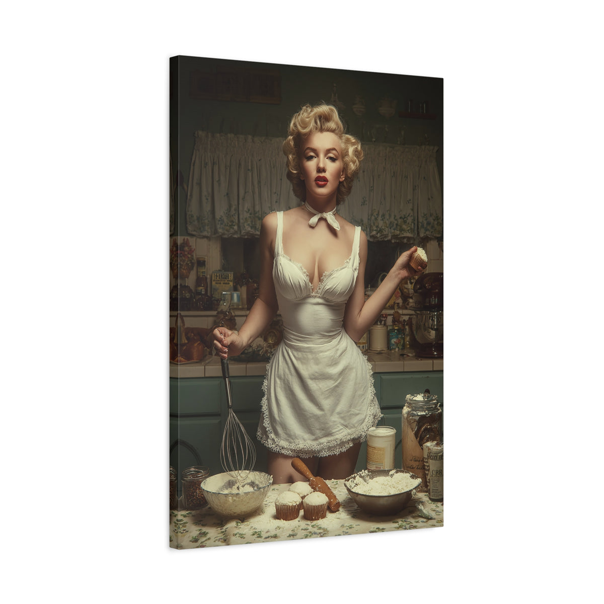 Cupcake Hour Canvas | 1950s Retro Kitchen Wall Art & Baking Print