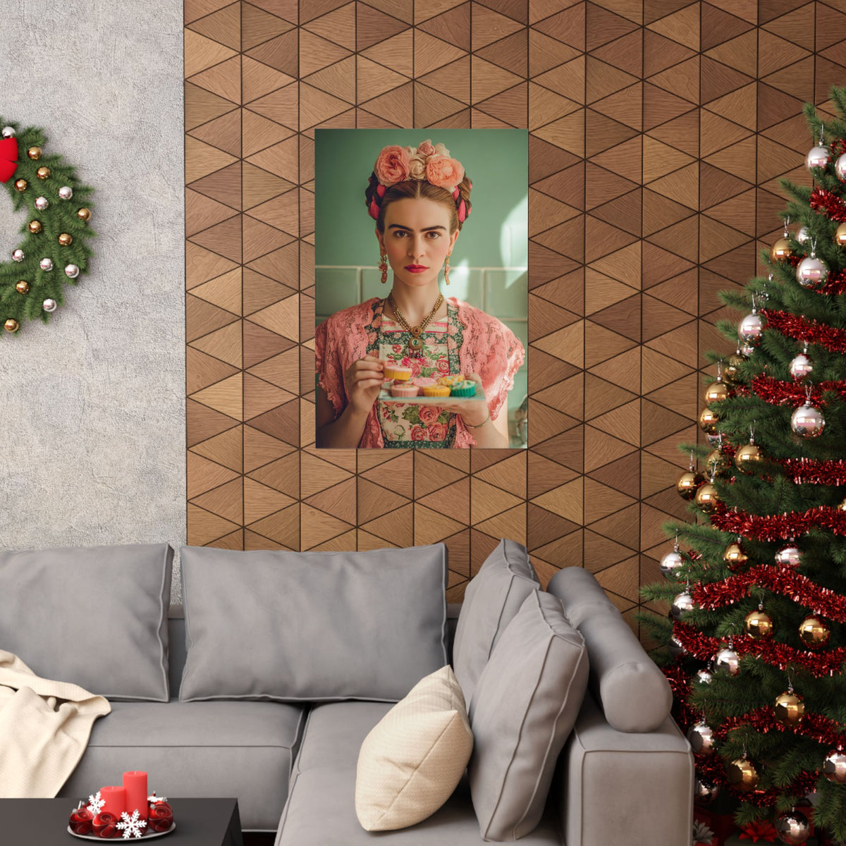 Frida’s Cupcakes | Poster Colourful Floral Kitchen & Baking Wall Art