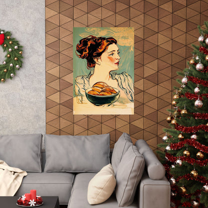 Copy of Modern Art Lady with Marigolds Matte Vertical Poster | Vintage Floral Portrait