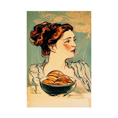 Copy of Modern Art Lady with Marigolds Matte Vertical Poster | Vintage Floral Portrait