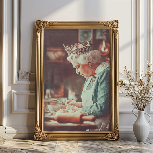 The Crowned Baker Poster | Whimsical Royal Kitchen Wall Art