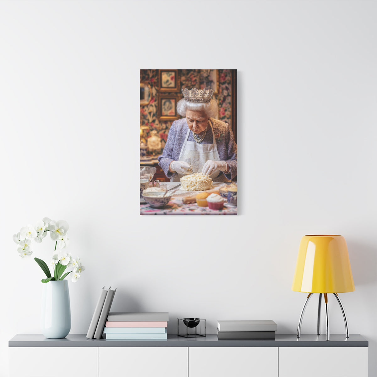 Vintage Art Nouveau Woman Canvas Print — Floral Portrait Matte Stretched Wall Art