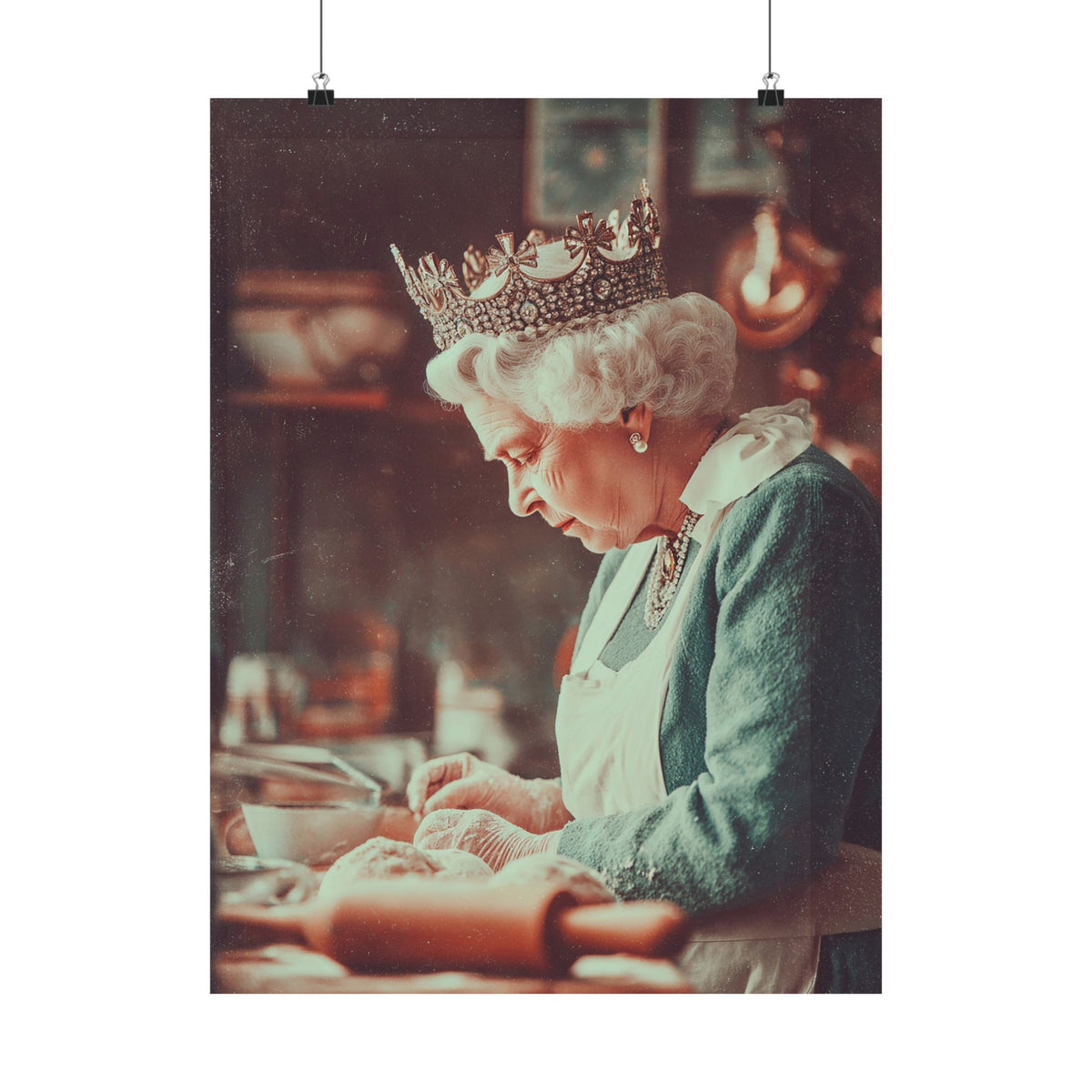 The Crowned Baker Poster | Whimsical Royal Kitchen Wall Art