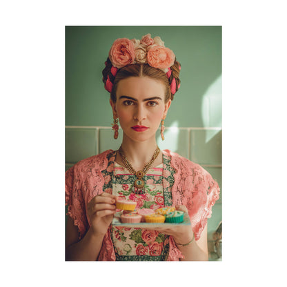 Frida’s Cupcakes | Poster Colourful Floral Kitchen & Baking Wall Art