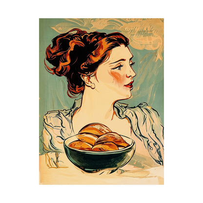 Copy of Modern Art Lady with Marigolds Matte Vertical Poster | Vintage Floral Portrait