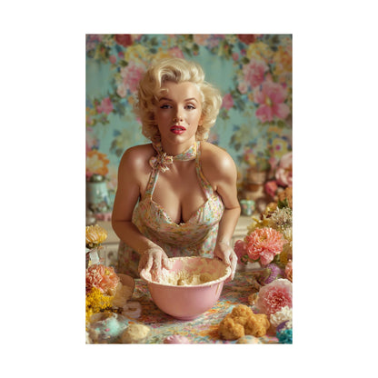Flour & Roses Poster | Romantic Vintage Kitchen & Baking Wall Art