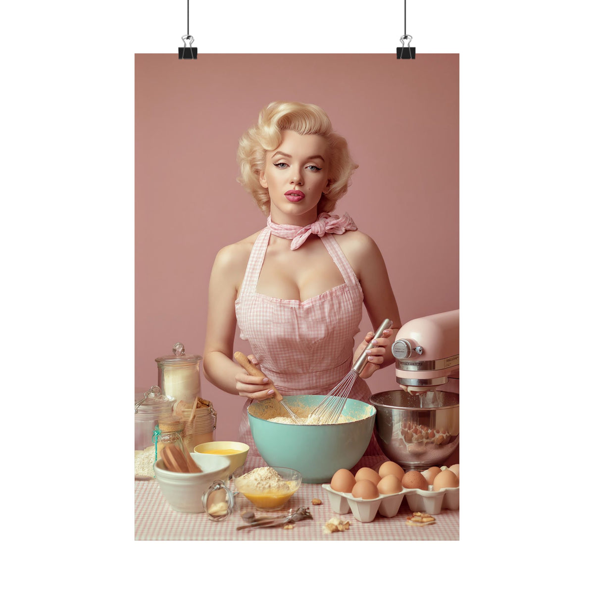Pink Kitchen | Poster Retro 1950s Baking & Kitchen Wall Art