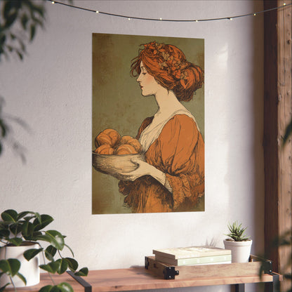 The Harvest Baker Poster  | Vintage Kitchen Wall Art & Cottagecore Print | Vintage Floral Portrait