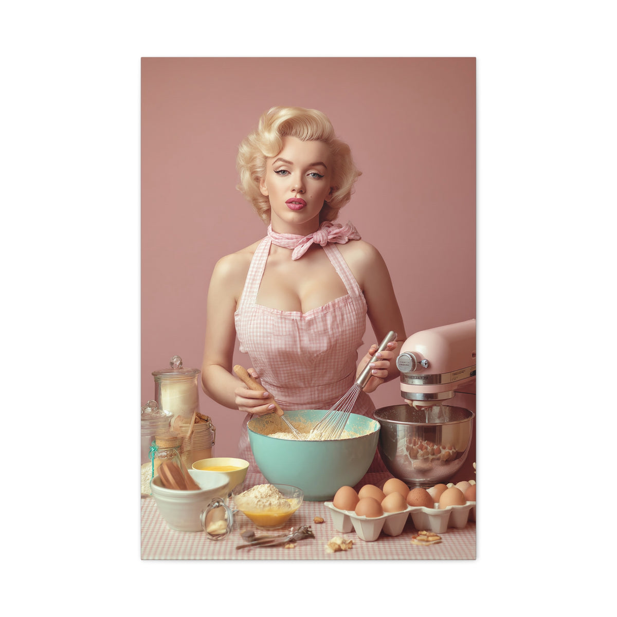 Pink Kitchen | Canvas Retro 1950s Baking & Kitchen Wall Art