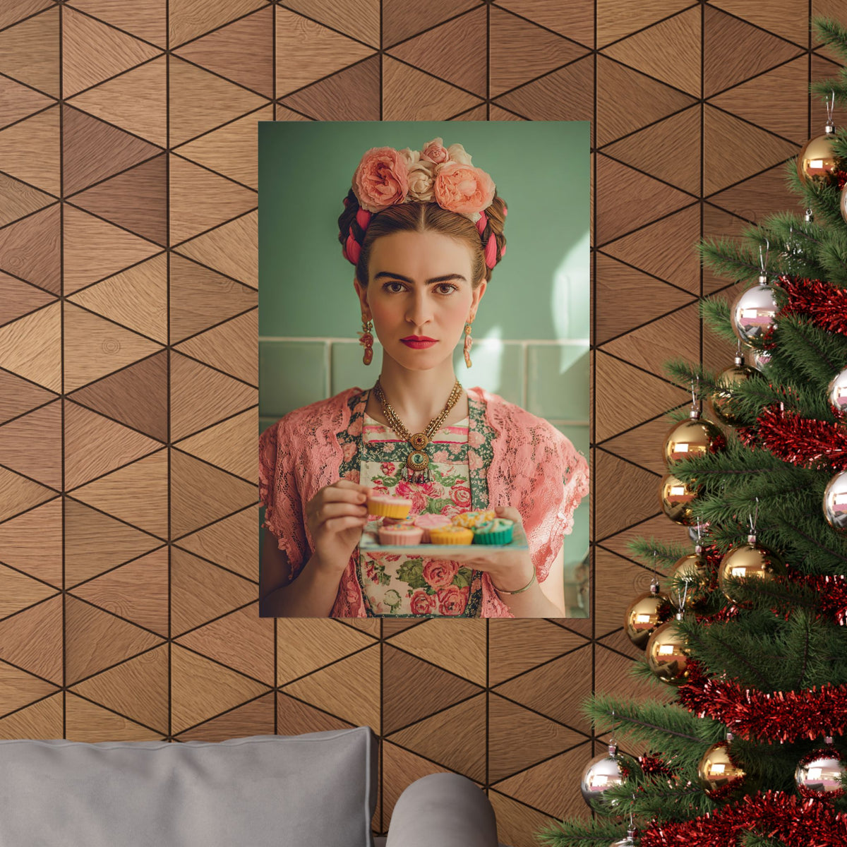 Frida’s Cupcakes | Poster Colourful Floral Kitchen & Baking Wall Art